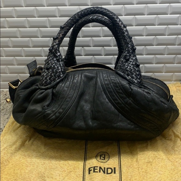 $1595 Fendi Baby Spy BLACK Nappa Leather Bag AUTH - Picture 3 of 13